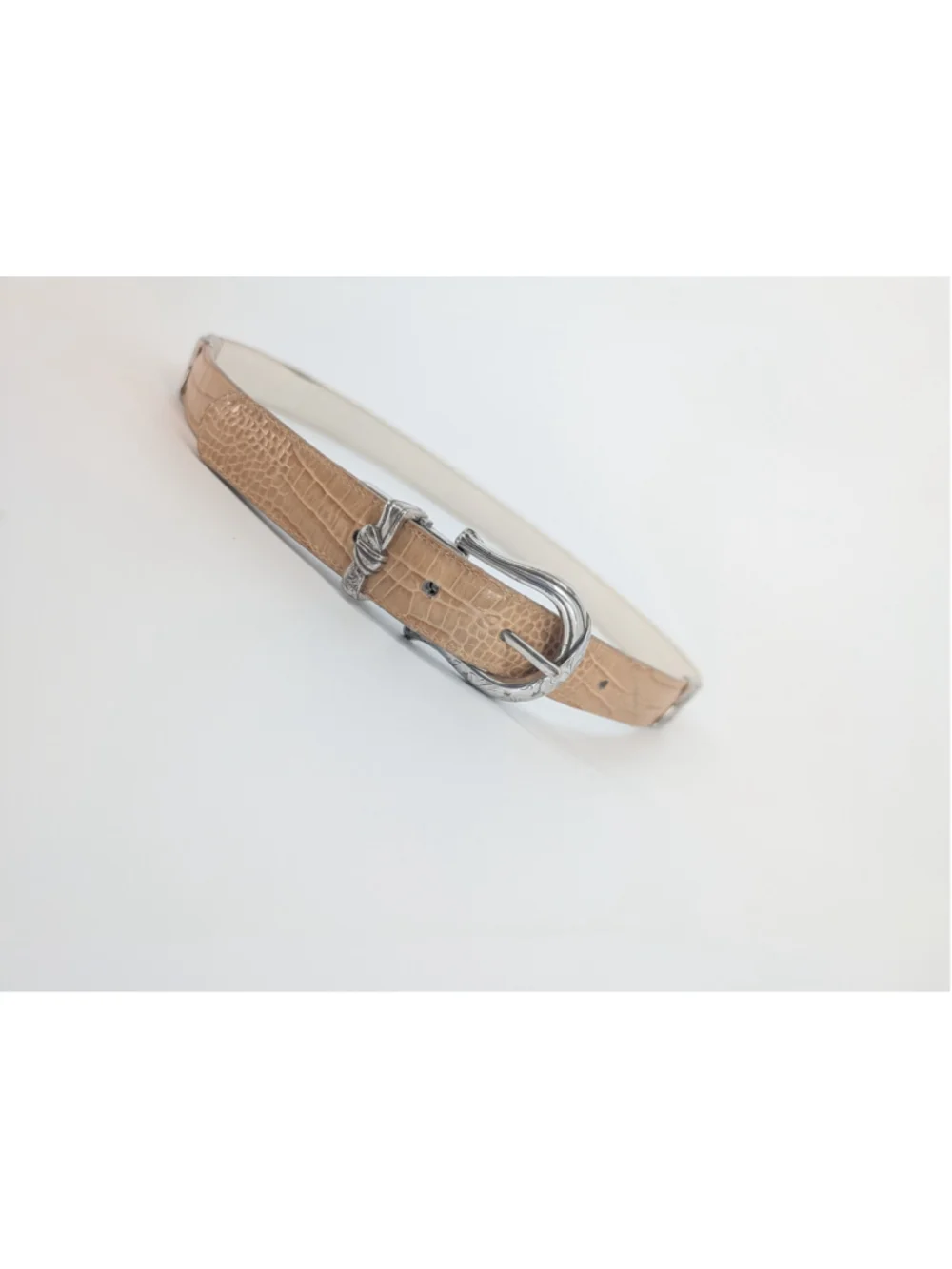 Brighton B40032 Reversible White Tan Croc Embossed Leather Belt XL 36